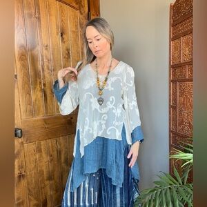 Art Festival Bias Cut Silk Blouse